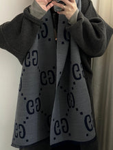 Load image into Gallery viewer, CLTH491 GG Jacquard Wool Silk Scarf / 13.8"W x 74.8"L
