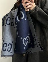 Load image into Gallery viewer, CLTH492 GG Jacquard Wool Silk Scarf / 13.8"W x 74.8"L
