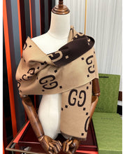 Load image into Gallery viewer, CLTH492 GG Jacquard Wool Silk Scarf / 13.8"W x 74.8"L
