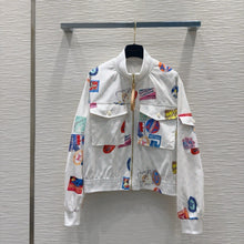 Load image into Gallery viewer, CLTH429 LV Doodle Print Bomber Jacket
