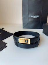 Load image into Gallery viewer, BL241 YSL Charniere Buckle Belt in Smooth Leather / 2.5cm/1&quot;
