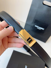Load image into Gallery viewer, BL241 YSL Charniere Buckle Belt in Smooth Leather / 2.5cm/1&quot;
