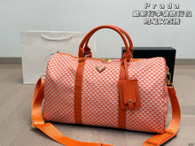 Load image into Gallery viewer, PD368 Medium Prada Symbole Embroidered Fabric Travel Bag / 17.7x10.2x9.1inch

