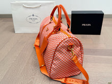 Load image into Gallery viewer, PD368 Medium Prada Symbole Embroidered Fabric Travel Bag / 17.7x10.2x9.1inch
