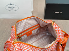 Load image into Gallery viewer, PD368 Medium Prada Symbole Embroidered Fabric Travel Bag / 17.7x10.2x9.1inch
