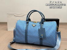 Load image into Gallery viewer, PD368 Medium Prada Symbole Embroidered Fabric Travel Bag / 17.7x10.2x9.1inch
