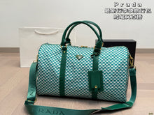Load image into Gallery viewer, PD368 Medium Prada Symbole Embroidered Fabric Travel Bag / 17.7x10.2x9.1inch
