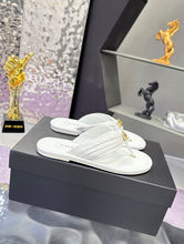 Load image into Gallery viewer, SE1756 CHANEL Double C Logo Camellia Thong Sandals / Size 5-11
