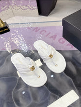 Load image into Gallery viewer, SE1756 CHANEL Double C Logo Camellia Thong Sandals / Size 5-11
