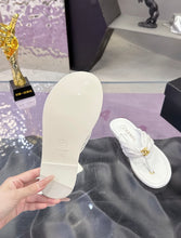 Load image into Gallery viewer, SE1756 CHANEL Double C Logo Camellia Thong Sandals / Size 5-11
