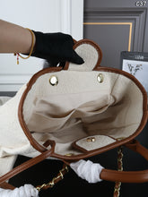 Load image into Gallery viewer, CC1460 CHANEL Canvas Chain Tote &amp; Pouch Set / Large: 37 x 29 cm, Small: 31 x 24 cm
