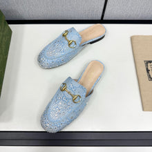 Load image into Gallery viewer, SE1683 Gucci Women&#39;s Princetown slipper with Crystal Horsebit / Size5-11
