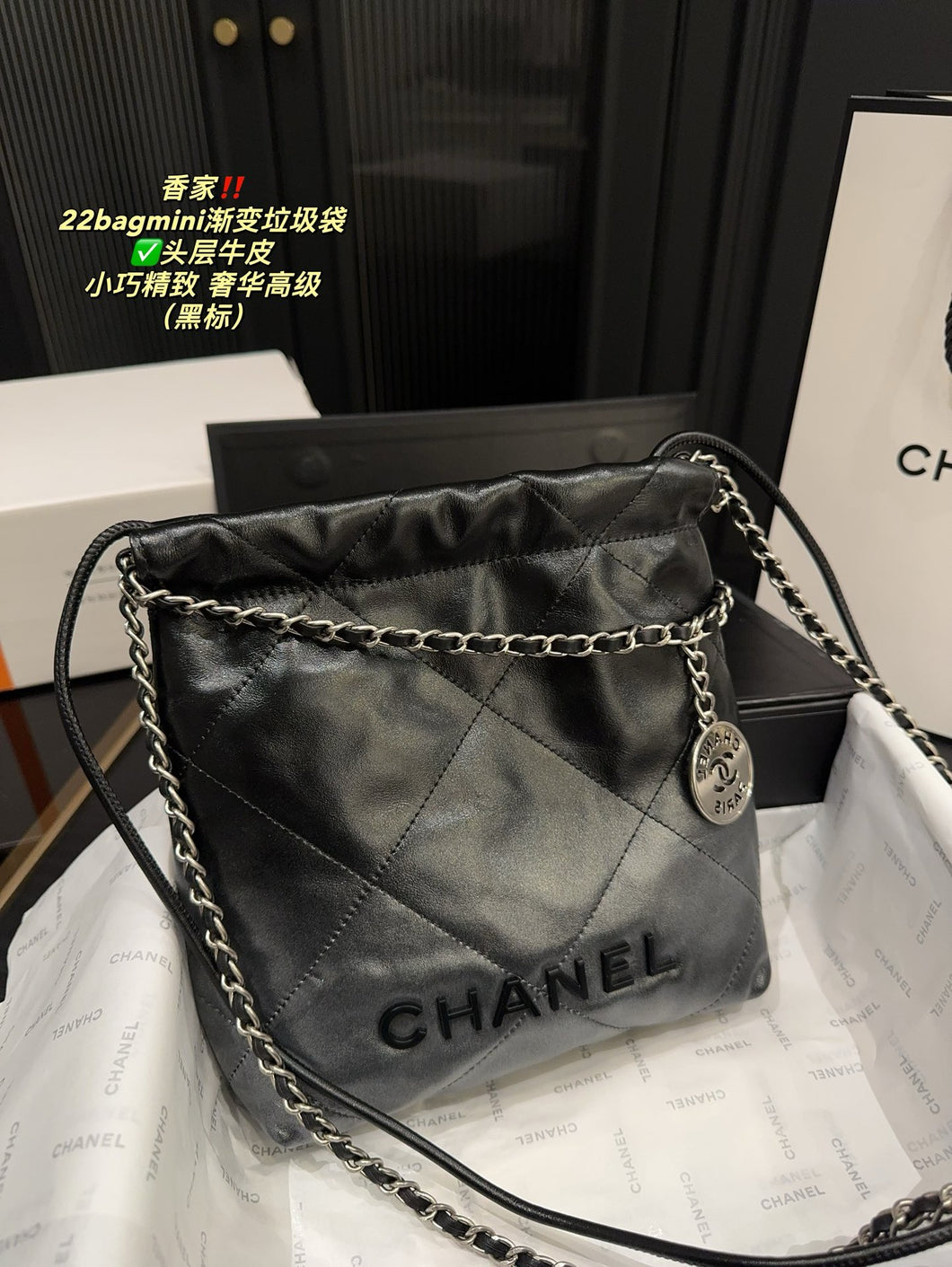 CC1096 CHANEL 22 Mini Handbag / 7.8 × 7.4 × 2.3 in