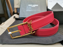 Load image into Gallery viewer, BL209 YSK Cassandre Belt with Square Buckle in Smooth Leather / 30mm
