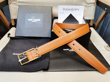 Load image into Gallery viewer, BL209 YSK Cassandre Belt with Square Buckle in Smooth Leather / 30mm
