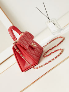 CC927 Flap Bag with Top Handle / 6.3x8.3x3.1inch / HIGHEST QUALITY VERSION