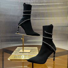 Load image into Gallery viewer, SE1491 Rene Caovilla Margot Black And Silver Ankle Boot 105 / Size4-12
