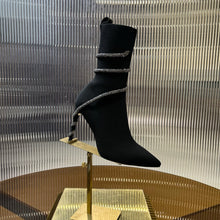 Load image into Gallery viewer, SE1491 Rene Caovilla Margot Black And Silver Ankle Boot 105 / Size4-12
