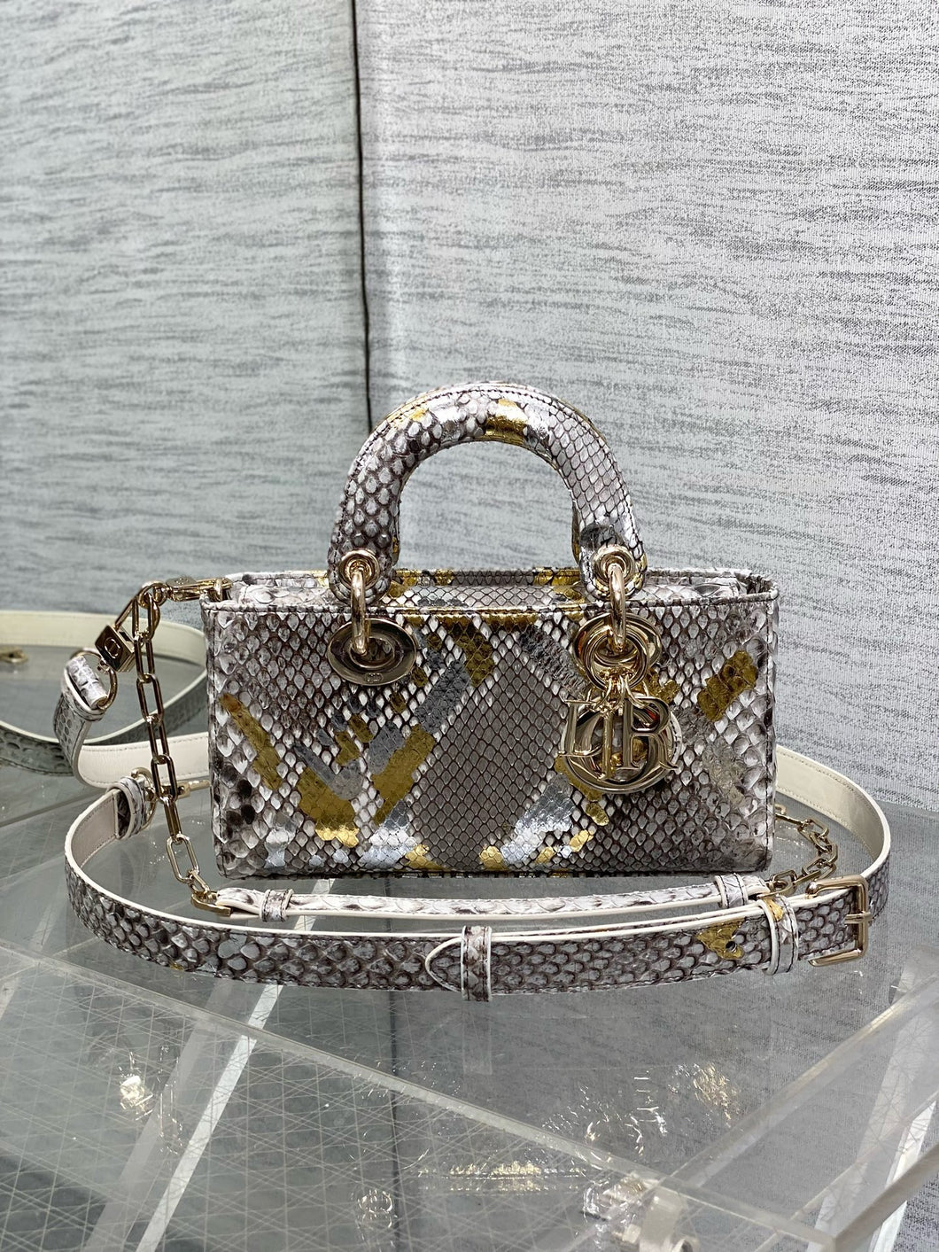 DR532 Small Lady D-Joy Bag(Snakeskin) / 8.5 x 4.5 x 2.5 inches / HIGHEST QUALITY VERSION