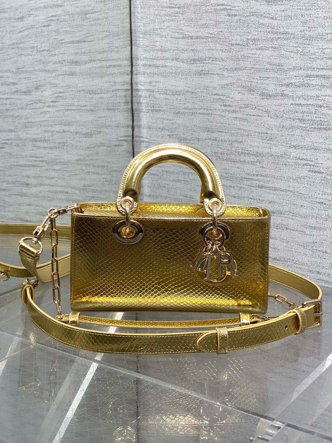 DR534 Small Lady D-Joy Bag(Snakeskin) / 8.5 x 4.5 x 2.5 inches / HIGHEST QUALITY VERSION