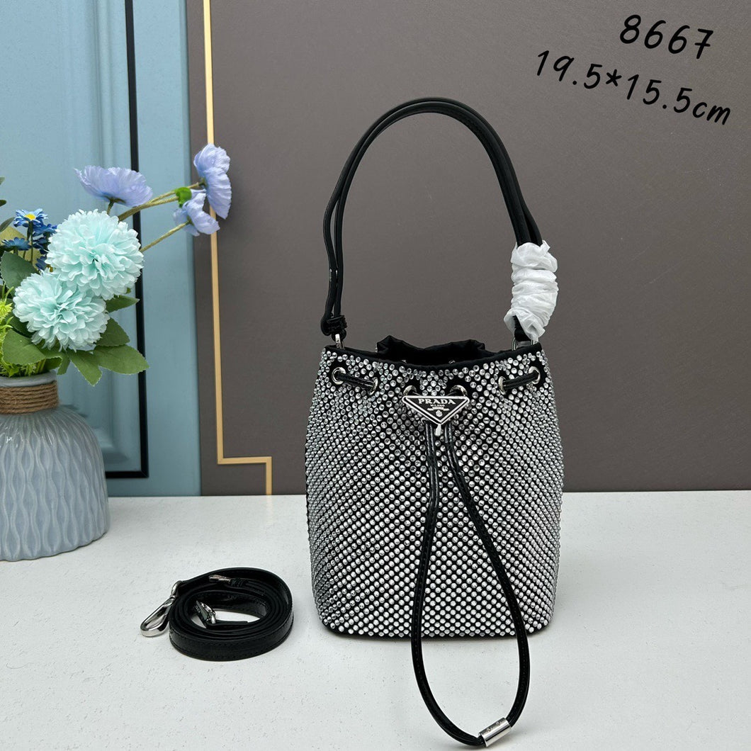 PD220 Satin Mini-bag with Crystals / 7.7x3.9x6.1inch