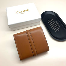 Load image into Gallery viewer, CL130  Small Trifold Wallet 16 in Shiny Calfskin Brown / 4 x 4 x 2 IN
