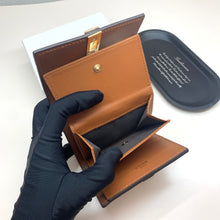 Load image into Gallery viewer, CL130  Small Trifold Wallet 16 in Shiny Calfskin Brown / 4 x 4 x 2 IN
