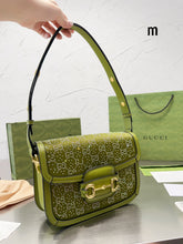 Load image into Gallery viewer, GC559 Horsebit 1955 GG Crystal Shoulder Bag / 9.8&quot;W x 7&quot;H x 3.1&quot;D
