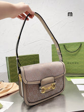 Load image into Gallery viewer, GC559 Horsebit 1955 GG Crystal Shoulder Bag / 9.8&quot;W x 7&quot;H x 3.1&quot;D
