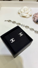 Load image into Gallery viewer, JW1432 CHANEL Mini Silver Double C Full Crystal Stud Earrings
