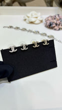 Load image into Gallery viewer, JW1432 CHANEL Mini Silver Double C Full Crystal Stud Earrings
