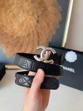 Load image into Gallery viewer, BL271 CHANEL Classic Double C Belt in Gunmetal &amp; Calfskin / 3.0 cm
