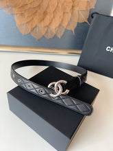 Load image into Gallery viewer, BL271 CHANEL Classic Double C Belt in Gunmetal &amp; Calfskin / 3.0 cm
