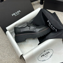 Load image into Gallery viewer, SE1506 PRADA Double Chocolate Leather Loafers / Size5-10
