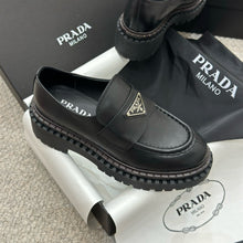 Load image into Gallery viewer, SE1506 PRADA Double Chocolate Leather Loafers / Size5-10

