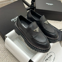 Load image into Gallery viewer, SE1506 PRADA Double Chocolate Leather Loafers / Size5-10
