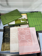 Load image into Gallery viewer, CLTH345 GG Lamé Jacquard Shawl / 55.1&quot;W x 55.1&quot;L
