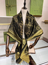 Load image into Gallery viewer, CLTH345 GG Lamé Jacquard Shawl / 55.1&quot;W x 55.1&quot;L
