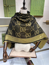 Load image into Gallery viewer, CLTH345 GG Lamé Jacquard Shawl / 55.1&quot;W x 55.1&quot;L
