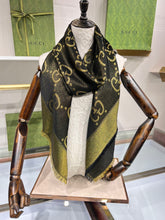 Load image into Gallery viewer, CLTH345 GG Lamé Jacquard Shawl / 55.1&quot;W x 55.1&quot;L
