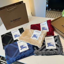 Load image into Gallery viewer, CLTH485 Burberry Wide Check Wool Silk Scarf / 78.7 x 25.6in
