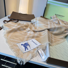 Load image into Gallery viewer, CLTH485 Burberry Wide Check Wool Silk Scarf / 78.7 x 25.6in
