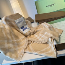 Load image into Gallery viewer, CLTH485 Burberry Wide Check Wool Silk Scarf / 78.7 x 25.6in
