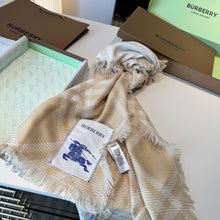 Load image into Gallery viewer, CLTH485 Burberry Wide Check Wool Silk Scarf / 78.7 x 25.6in
