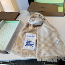 Load image into Gallery viewer, CLTH485 Burberry Wide Check Wool Silk Scarf / 78.7 x 25.6in
