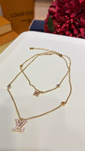 Load image into Gallery viewer, JW1444 LV Zirconia Floral &amp; Monogram Double-Strand Necklace
