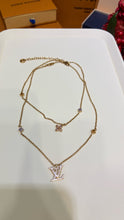 Load image into Gallery viewer, JW1444 LV Zirconia Floral &amp; Monogram Double-Strand Necklace
