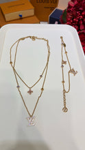 Load image into Gallery viewer, JW1444 LV Zirconia Floral &amp; Monogram Double-Strand Necklace
