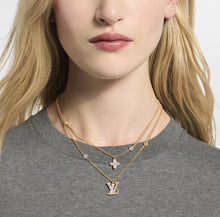 Load image into Gallery viewer, JW1444 LV Zirconia Floral &amp; Monogram Double-Strand Necklace
