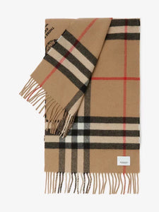 CLTH347 BUR Montage Check Wool Cashmere Reversible Scarf